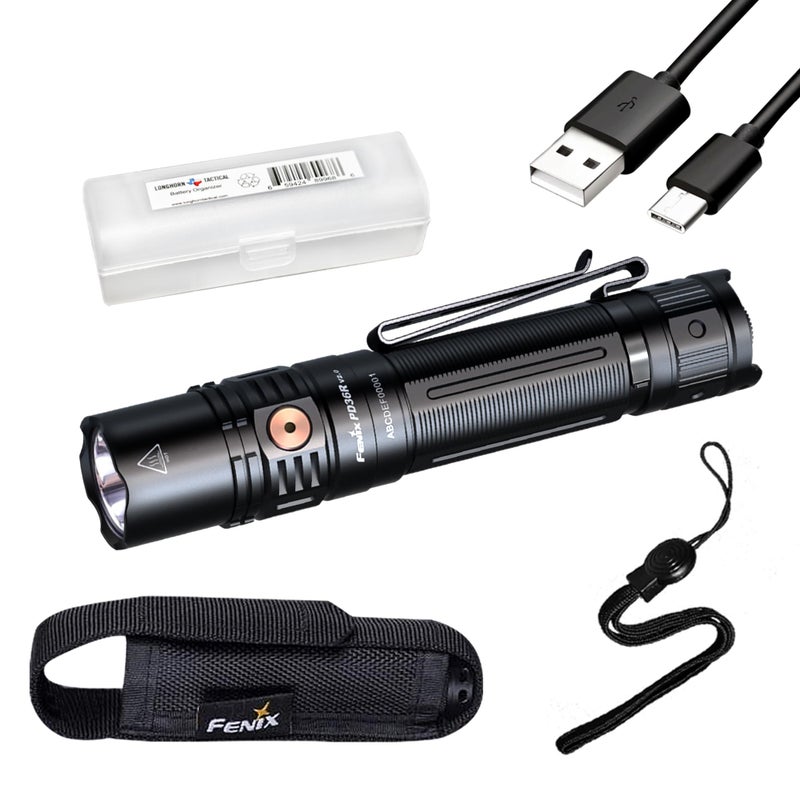 fenix فينيكس PD36R V2.0 مصباح يدوي قابل لإعادة الشحن 1700 لومن، ضوء تكتيكي USB-C مع بطارية ومنظم لومن تاك - Image 1
